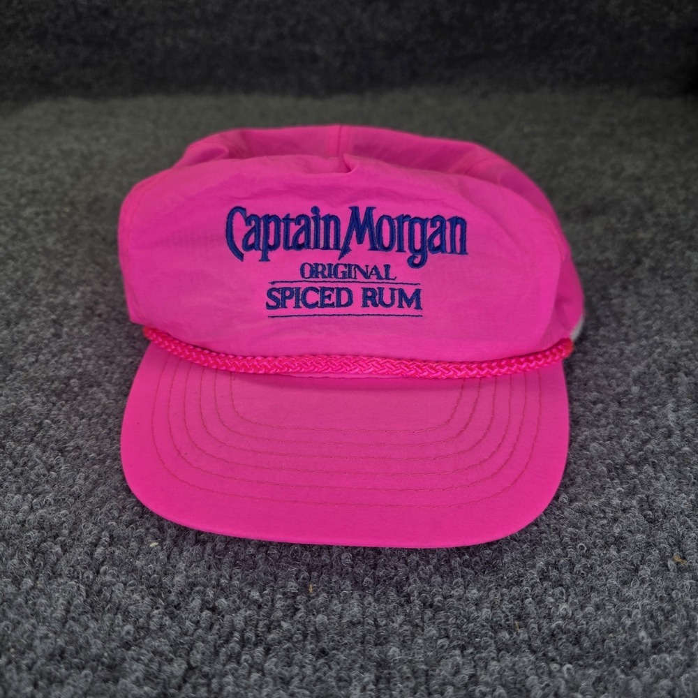 Vintage 90s Captain Morgan Original Spiced Rum Snapback Hot Pink Beach Boat